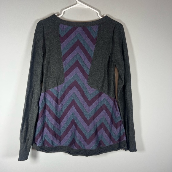 Free People Chevron Stripes Gray w/Purple Long Sleeve Top Small - Picture 7 of 7